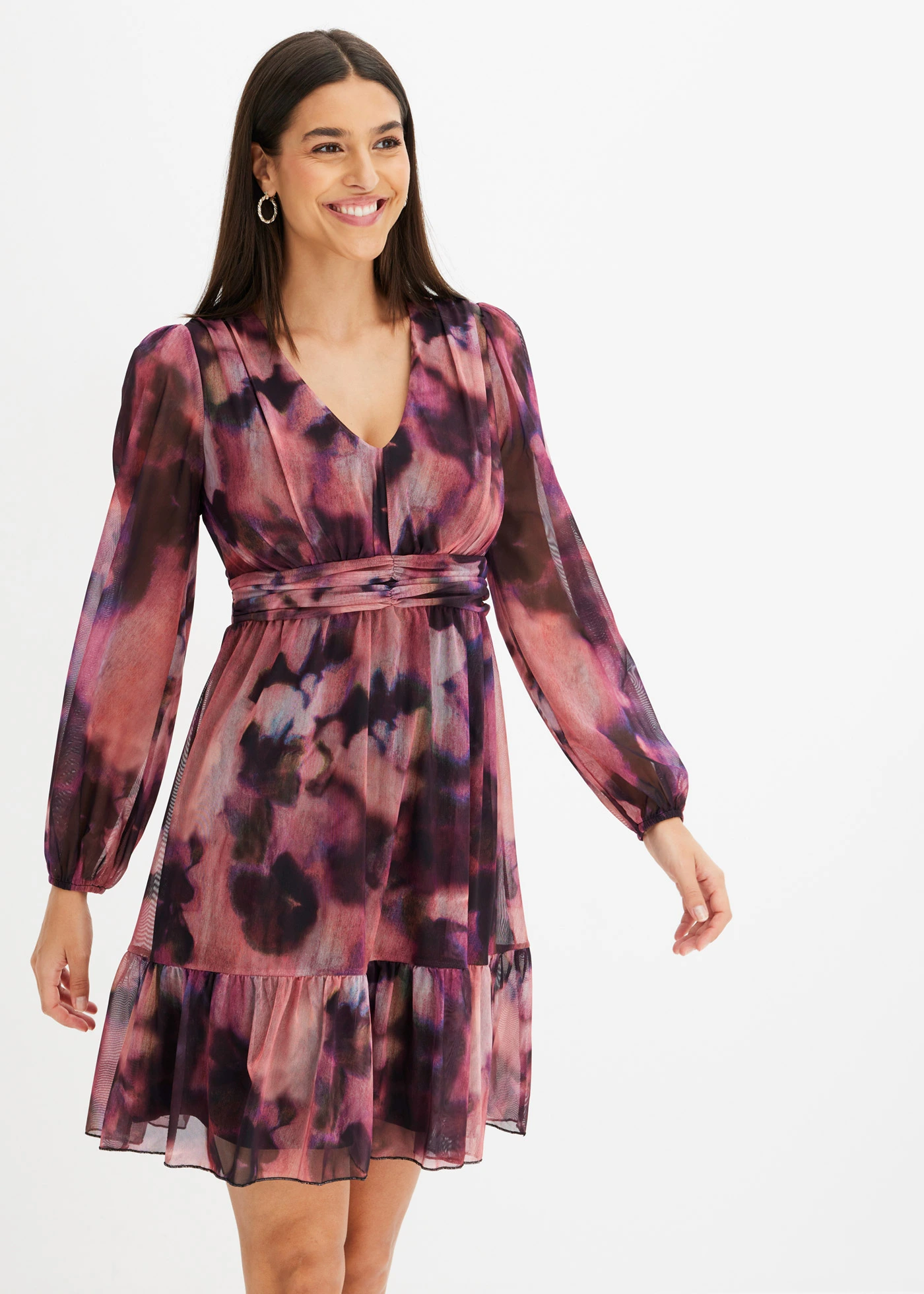 Šaty ze síťoviny • růžová/černá • bonprix obchod