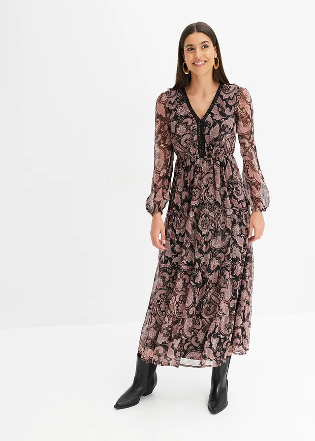 Gedessineerde maxi jurk • zwart • product-page.page-title-suffix