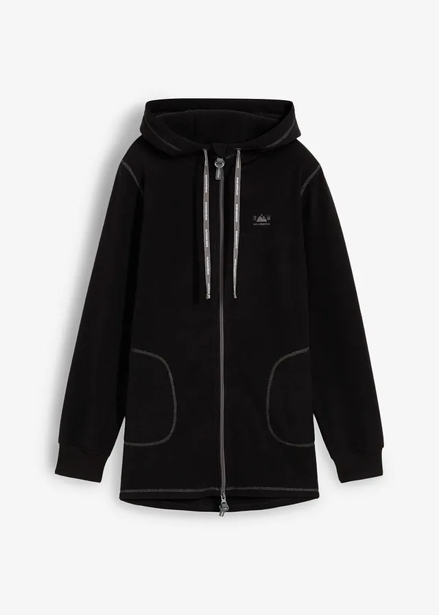 Veste polaire avec poches zippées, Couleur: noir