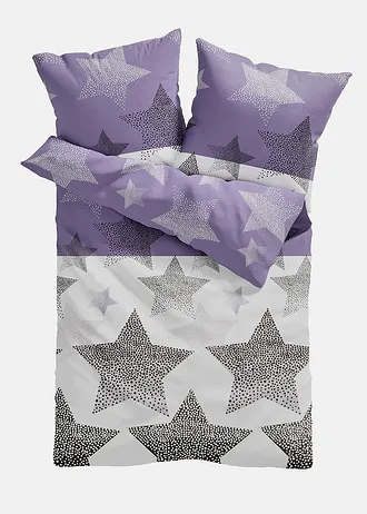 Parure de lit avec étoiles • violet fumé-blanc • Boutique bonprix