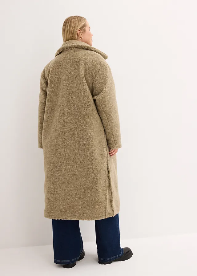 Manteau de grossesse en sherpa avec empiècement de portage, Couleur: new kaki