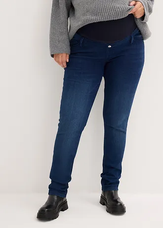 Těhotenské džíny s hřejivou vnitřní stranou, Slim Fit, barva: tmavě modrý denim