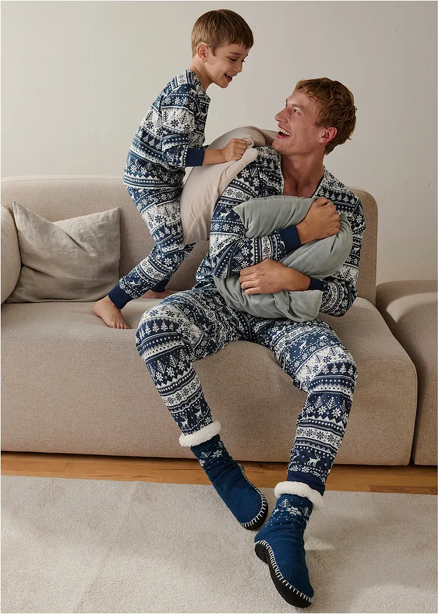 Pyjama enfant 100% coton (ens. 2 pces) • bleu profond-blanc • product-page.page-title-suffix