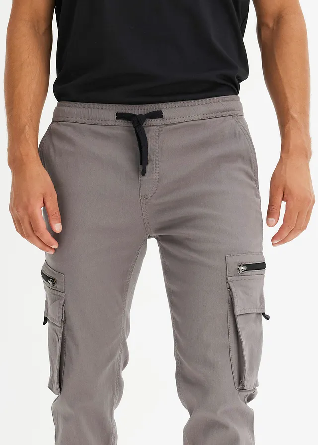 Stretch instapbroek met cargozakken, regular fit • grijs-zwart • product-page.page-title-suffix