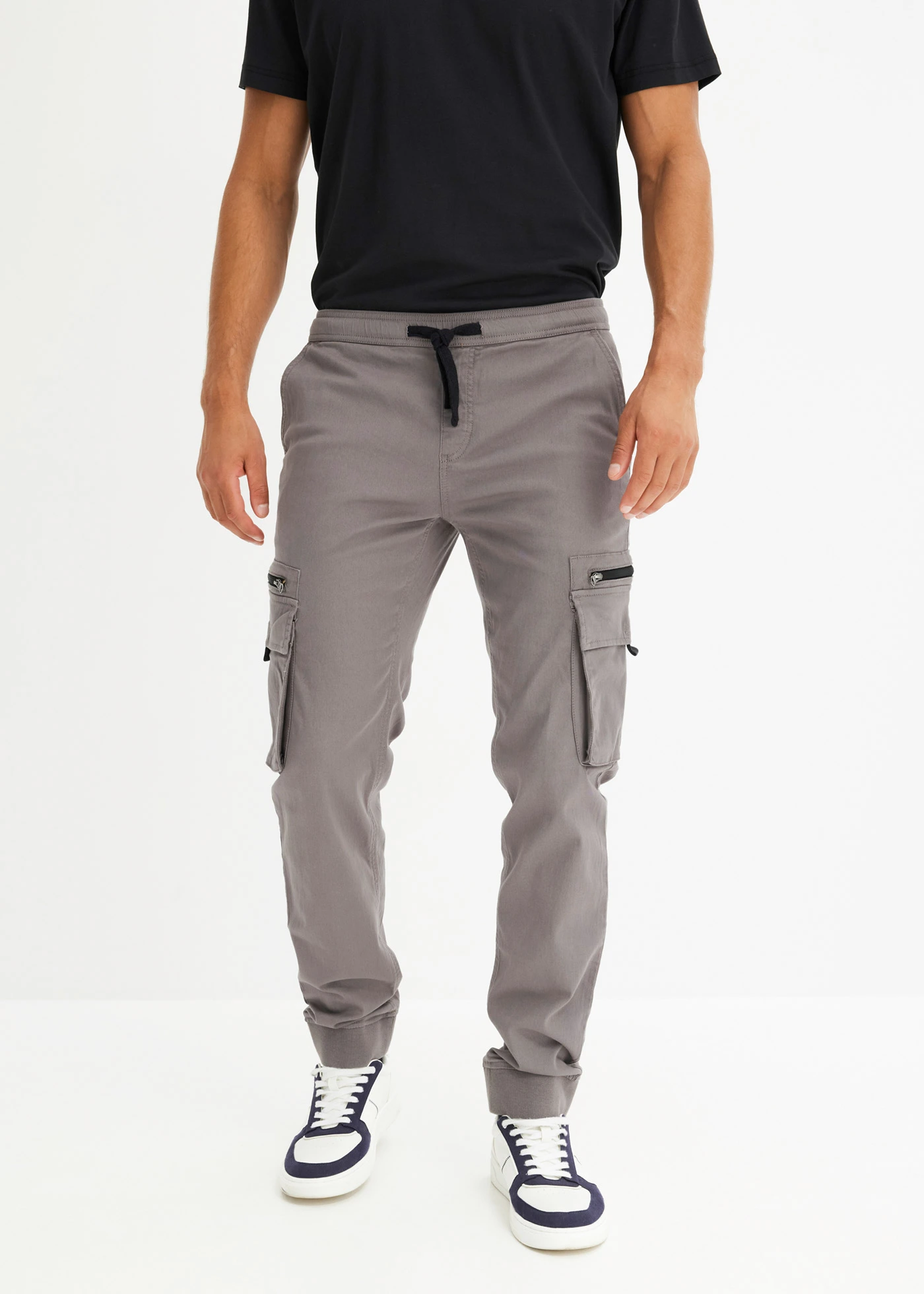 Pantalon extensible à poches cargo, regular • gris-noir • Boutique bonprix