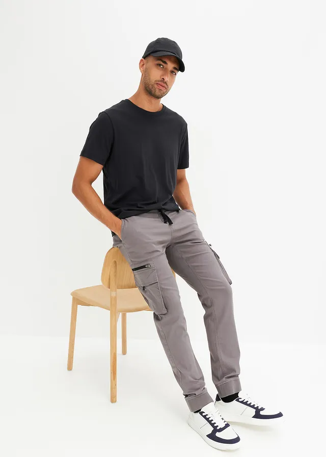 Stretch instapbroek met cargozakken, regular fit • grijs-zwart • product-page.page-title-suffix