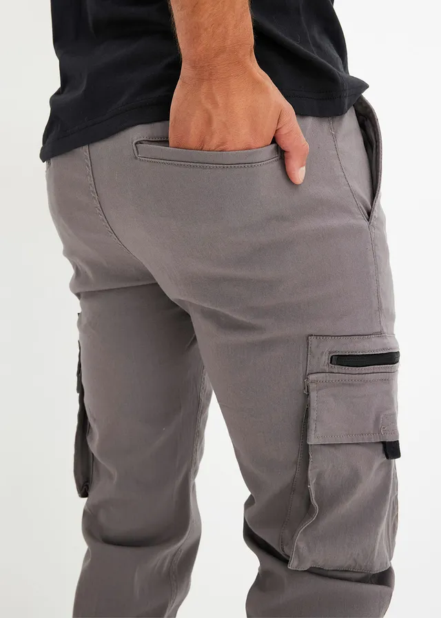 Stretch instapbroek met cargozakken, regular fit • grijs-zwart • product-page.page-title-suffix