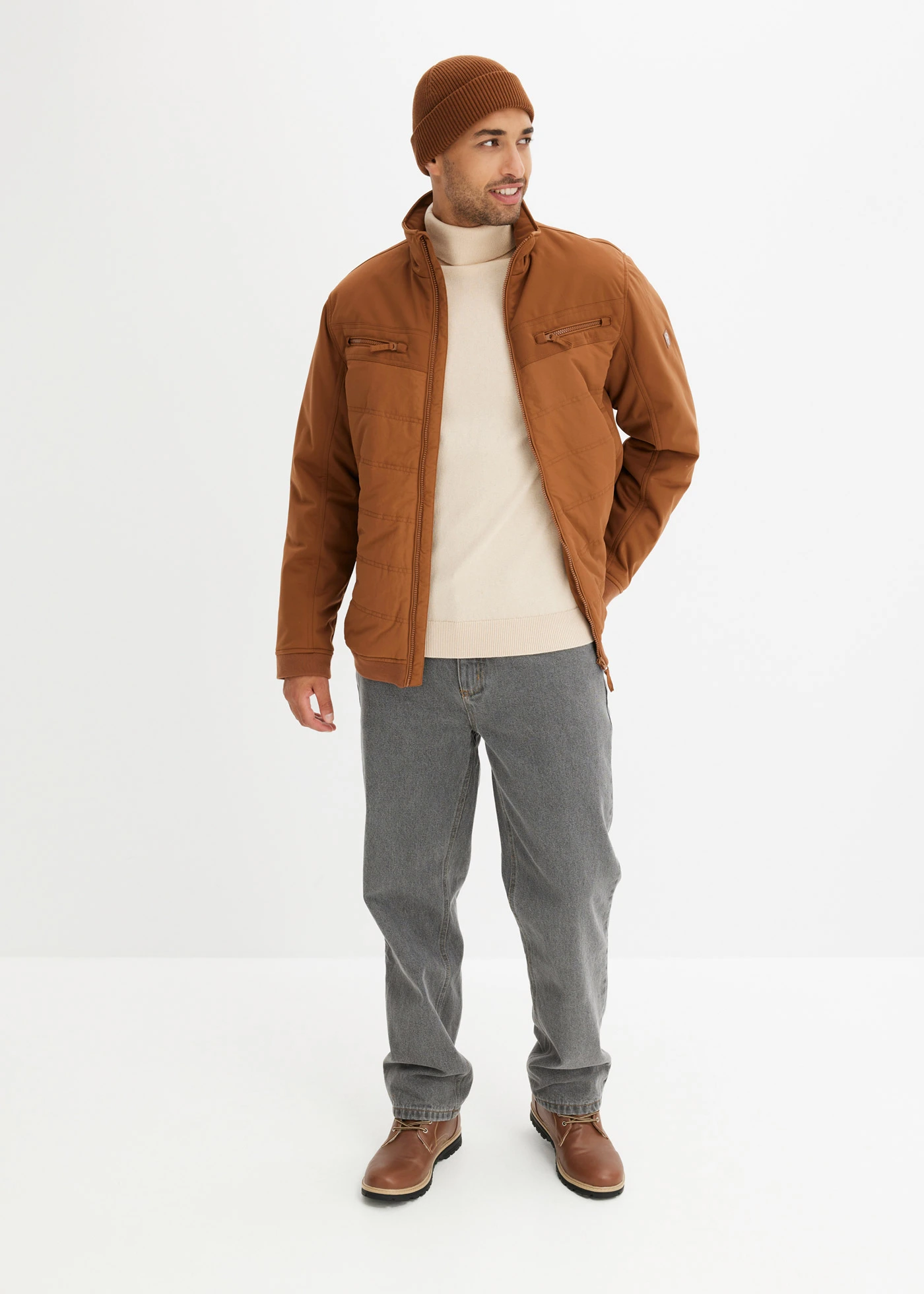 Gewatteerde sofshell bomber • bruin • bonprix online shop