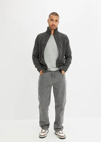 Vest met opstaande kraag, Kleur: rookgrijs-zwart mêlee