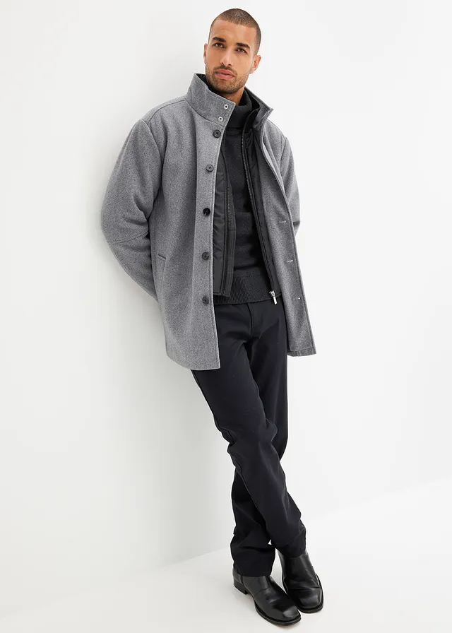 Veste d’hiver aspect laine avec empiècement coupe-vent • gris foncé chiné • product-page.page-title-suffix