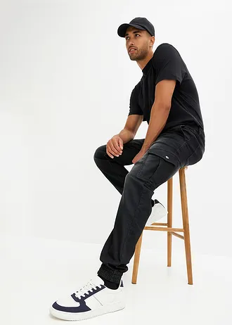 Regular fit jogging jeans met elastische tailleband, straight • zwart • bonprix online shop