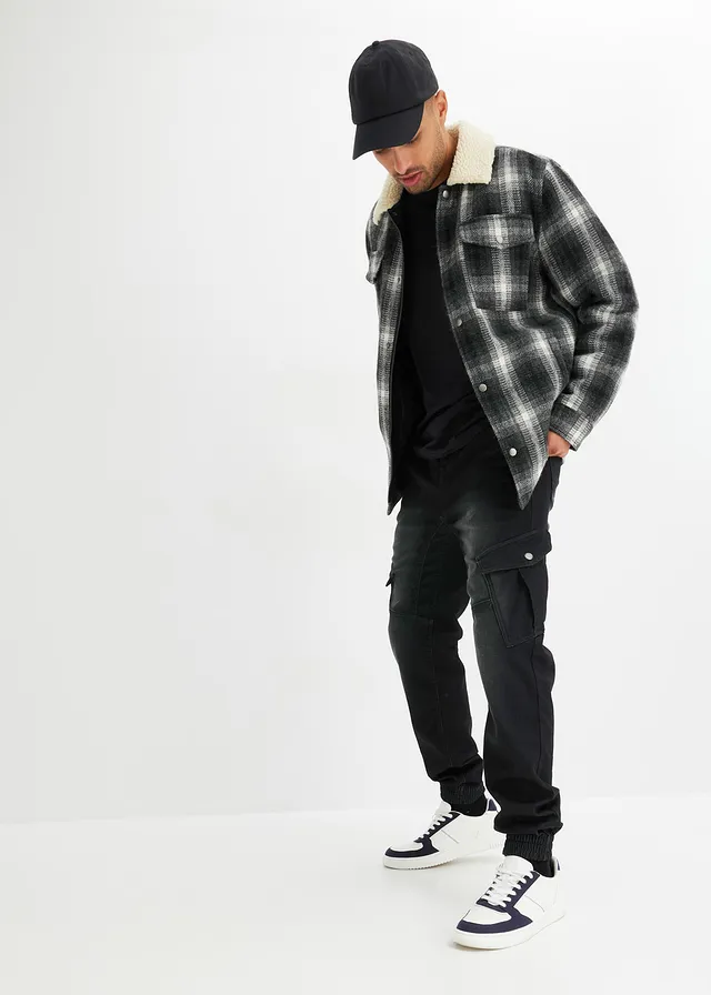 Jean jogger droit avec poches cargo, regular, Couleur: noir