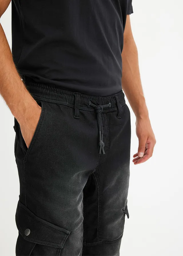 Regular Fit farmer-jogger, elasztikus derékpánttal, Straight • fekete • bonprix áruház