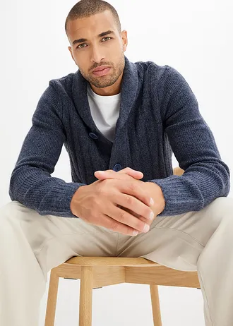 Pletený kabátek s žebrovaným vzorem • indigo melír • bonprix obchod