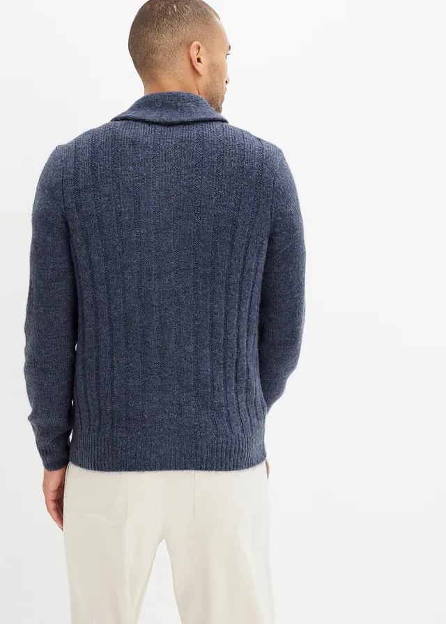 Vest met geribd patroon, Kleur: indigo gemêleerd
