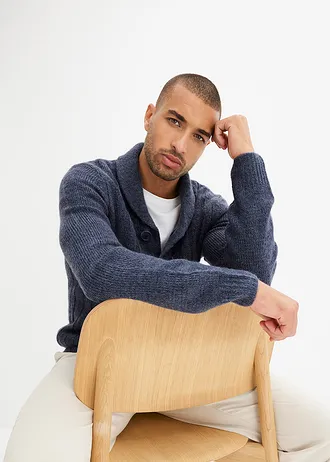 Pletený kabátek s žebrovaným vzorem • indigo melír • bonprix obchod