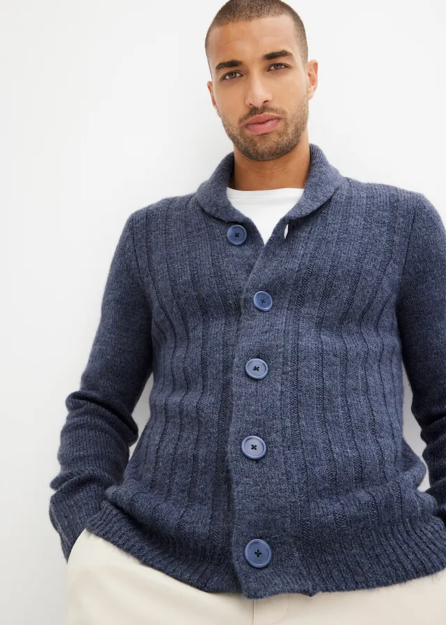 Vest met geribd patroon • indigo gemêleerd • bonprix online shop