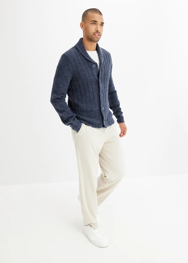 Vest met geribd patroon, Kleur: indigo gemêleerd