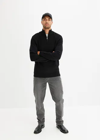 Svetr s límečkem na zip, Regular Fit • černá • bonprix obchod