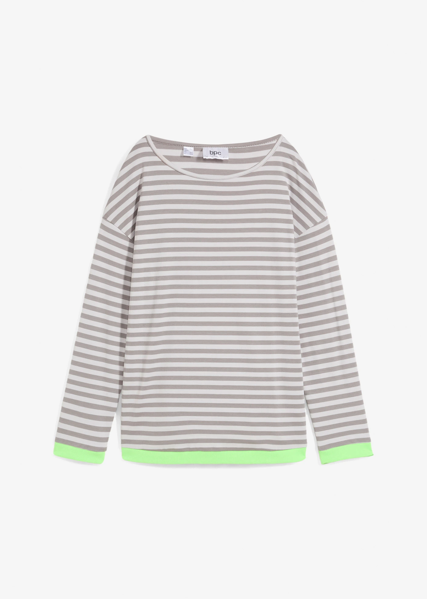 Tričko s dlouhým rukávem • matně stříbrná        /šedá s jemnými proužky • bonprix obchod