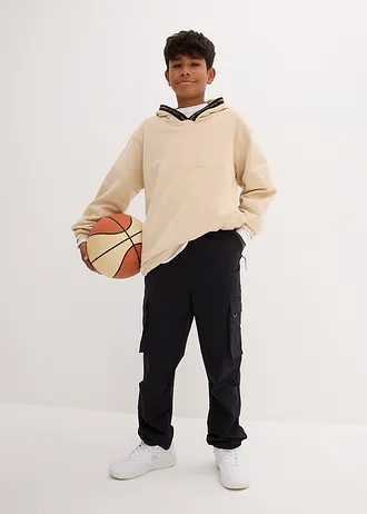 Pantalon cargo en softshell extensible et déperlant, taille réglable • noir-vert eucalyptus • Boutique bonprix