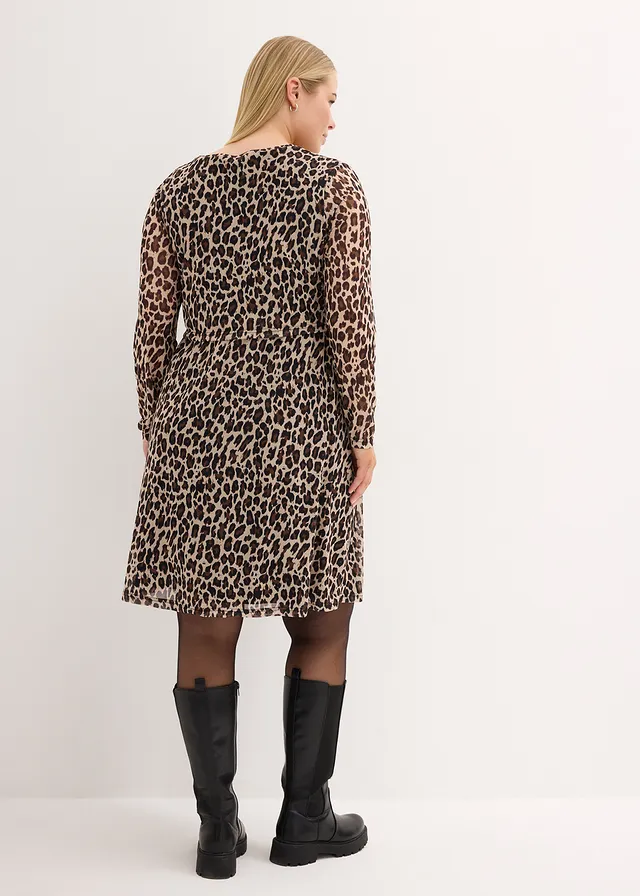 Robe 2en1 de grossesse et d'allaitement avec imprimé léopard, Couleur: marron foncé imprimé léopard
