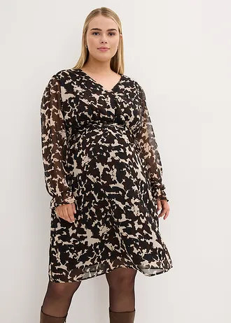 Těhotenské/kojicí šaty 2v1, barva: černá s grafickým potiskem