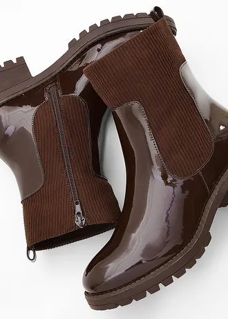 Boots met inzet van corduroy • donkerbruin • bonprix online shop