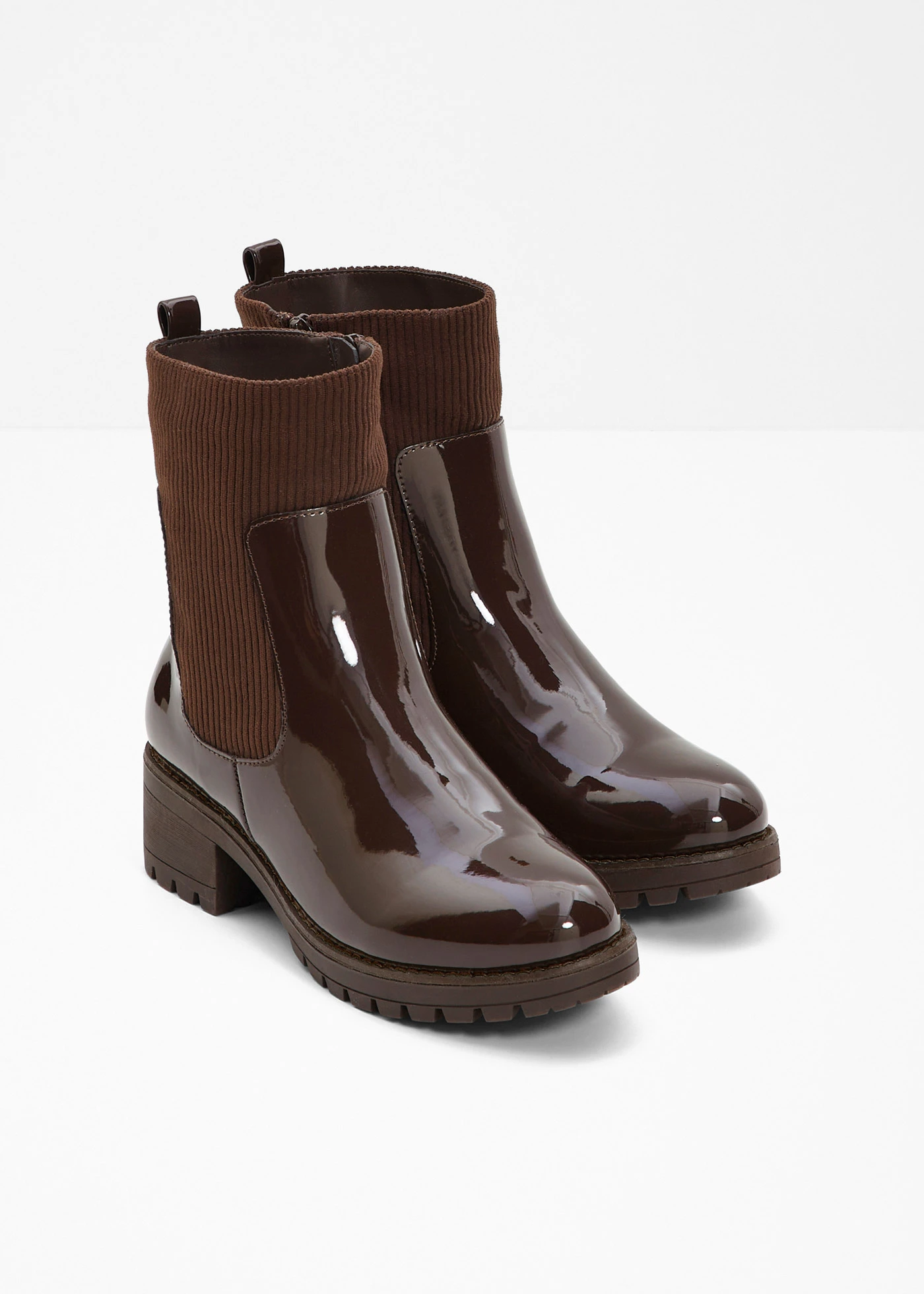 Boots met inzet van corduroy • donkerbruin • bonprix online shop