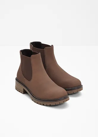 Chelsea boots met geprofileerde zool • donkerbruin • bonprix online shop