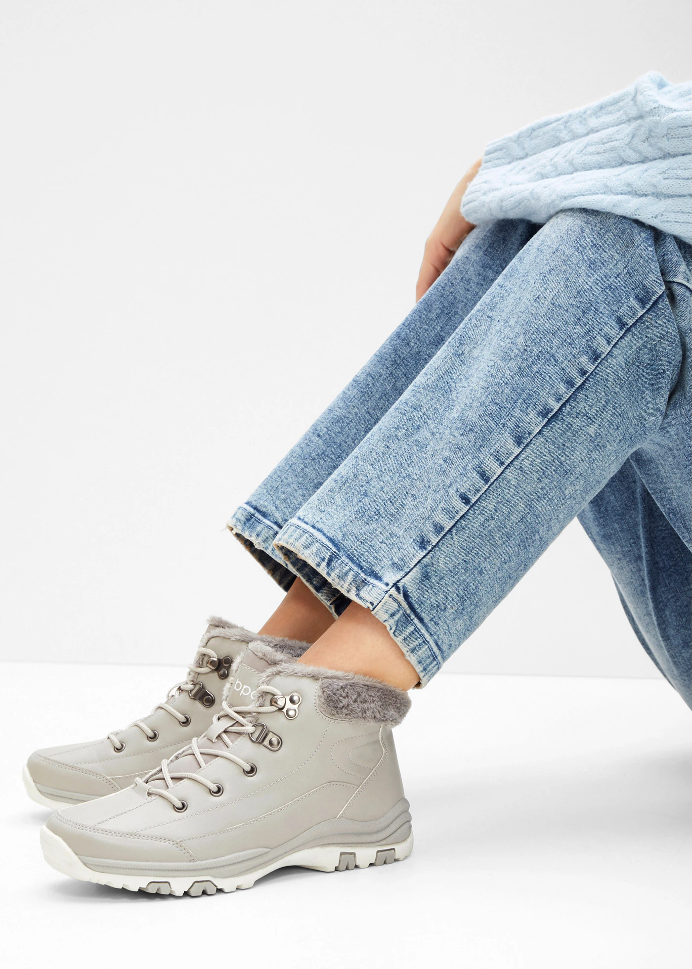 Šněrovací kotníková obuv s podšívkou • šedá • bonprix obchod