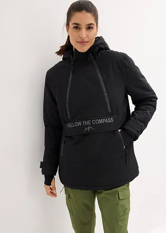 Outdoor jas met fleece voering, waterdicht, Kleur: zwart