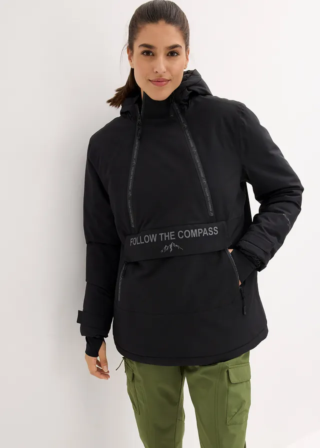 Outdoor jas met fleece voering, waterdicht, Kleur: zwart