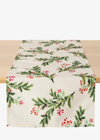 Chemin de table avec imprimé branche de sapin