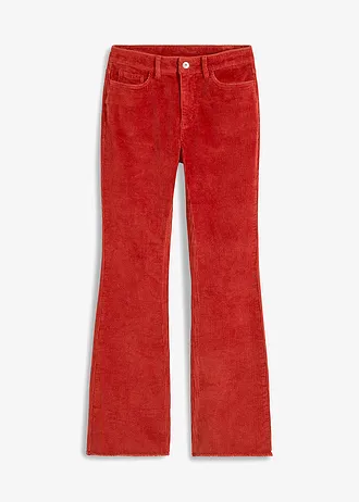 Flared broek van corduroy, Kleur: karmijnrood