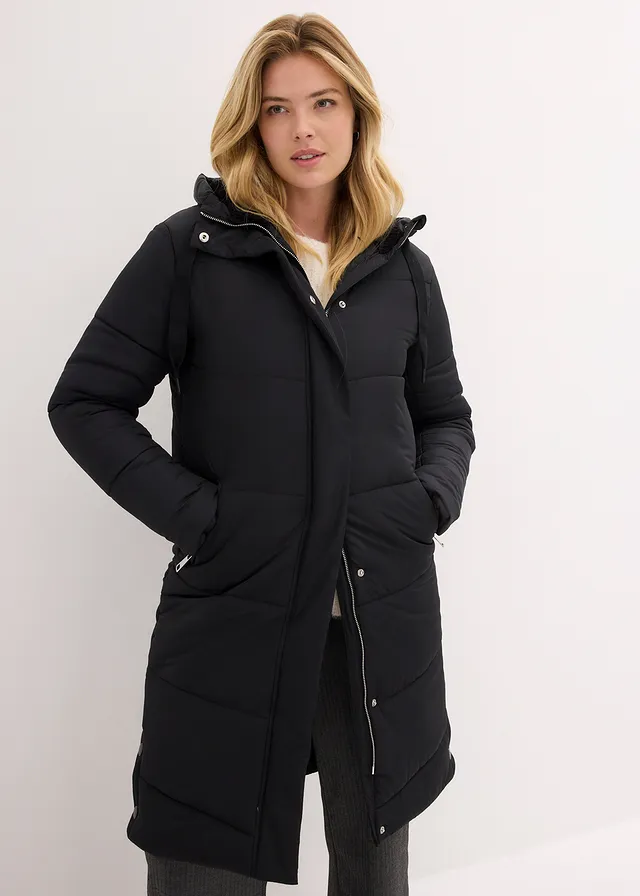 Doudoune avec capuche doublée sherpa, Couleur: noir