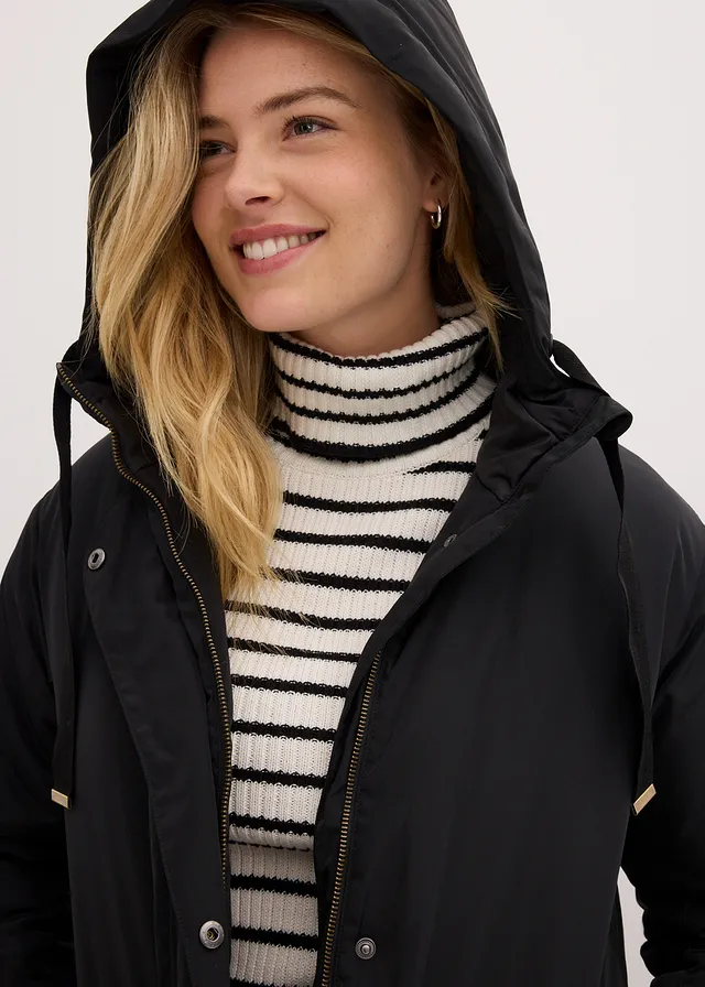 Wijde parka in A-lijn met tunnelkoordje • zwart • product-page.page-title-suffix