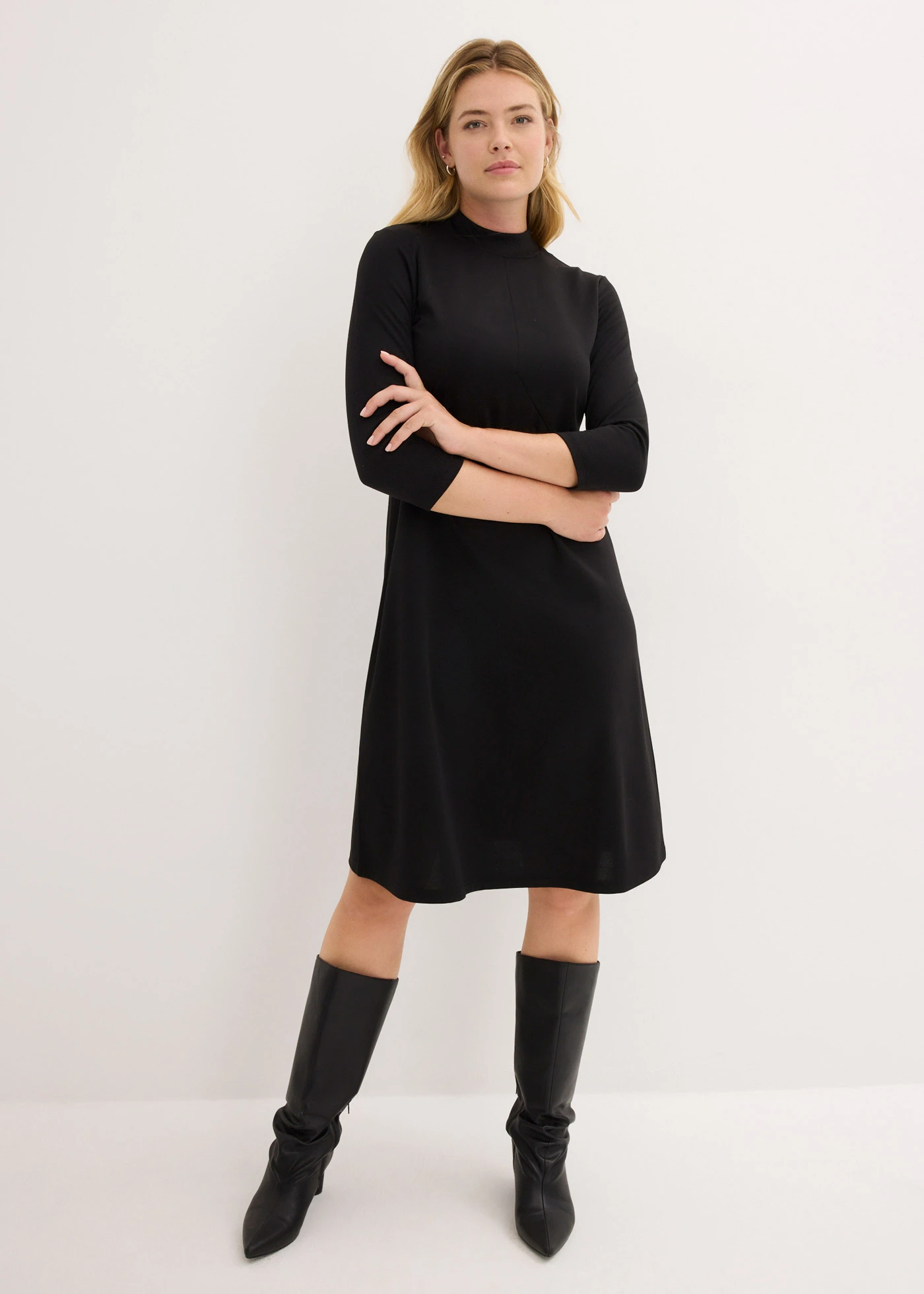 Jersey jurk van punto di roma • zwart • bonprix online shop