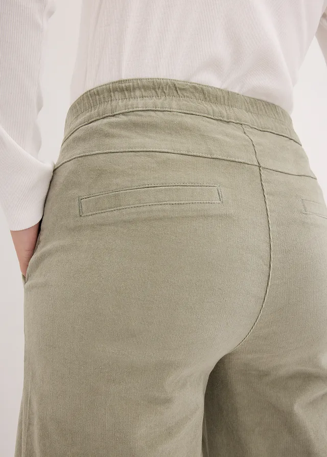 Pantalon en velours côtelé, taille haute élastiquée • gris vert • product-page.page-title-suffix