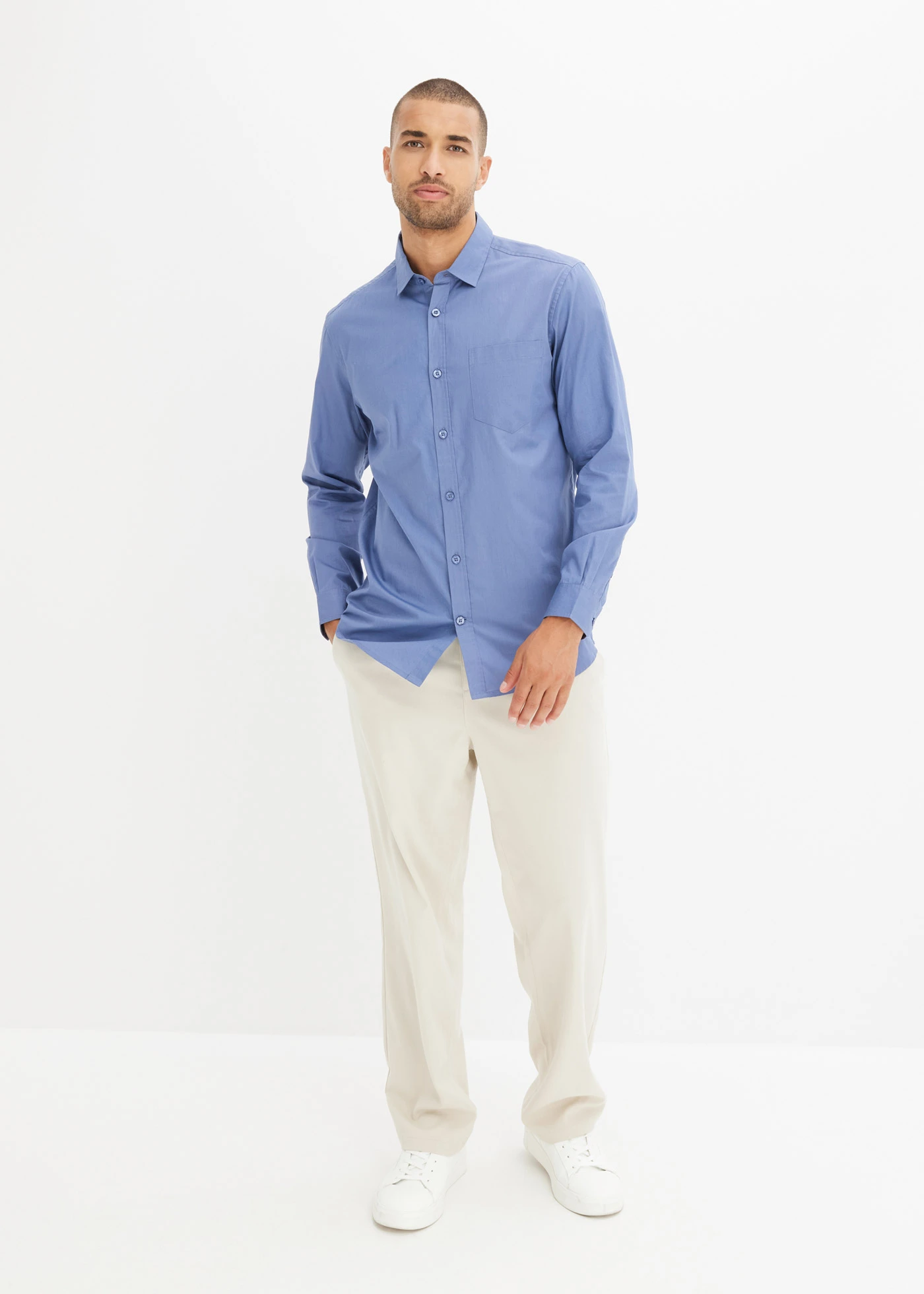 Overhemd van puur katoen met lange mouwen • jeansblauw • bonprix online shop