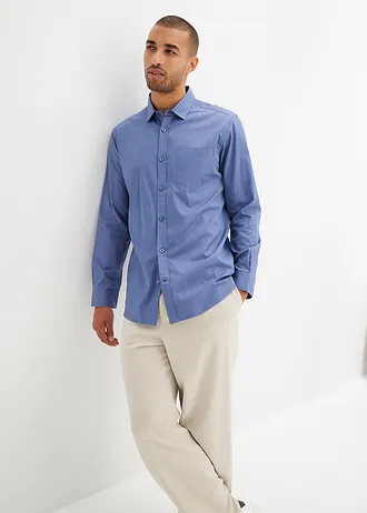 Overhemd van puur katoen met lange mouwen • jeansblauw • bonprix online shop