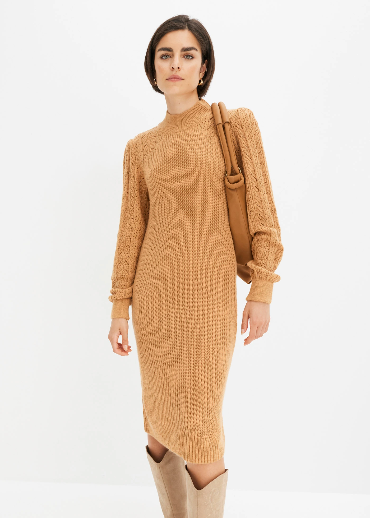 Gebreide jurk • crèmebeige • bonprix online shop