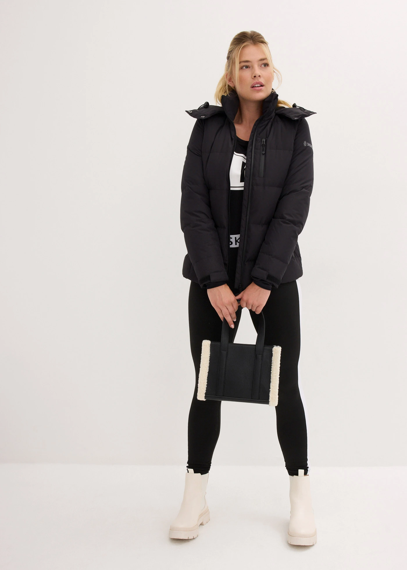 Lyžařská péřová bunda s termoizolační funkcí, voděodolná • černá • bonprix obchod