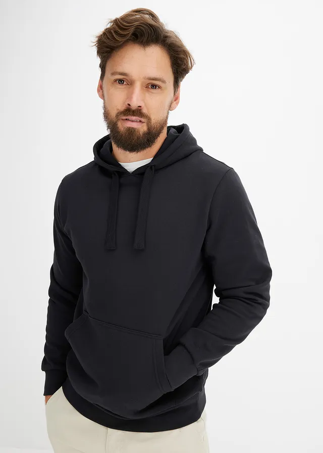 Hoodie in regular fit, Kleur: zwart
