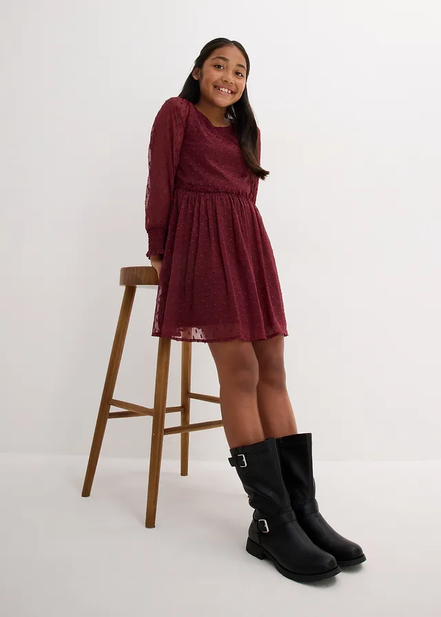 Chiffon jurk • esdoornrood • bonprix online shop