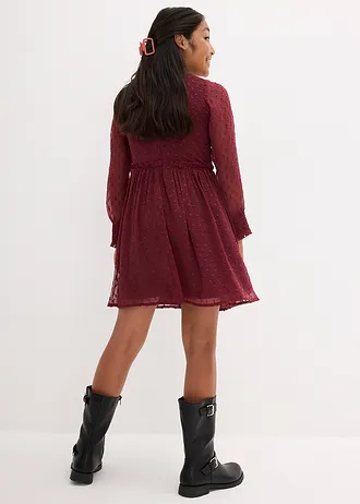 Meisjes feestelijke jurk van chiffon, Kleur: esdoornrood