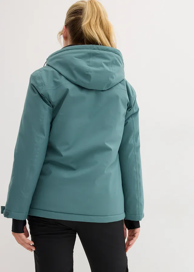 waterdichte outdoor instap ski-jas met fleece voering, oversized, Kleur: grijsgroen
