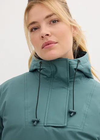 Nepromokavá funkční lyžařská bunda s flísovou podšívkou, přes hlavu • šedozelená • bonprix obchod