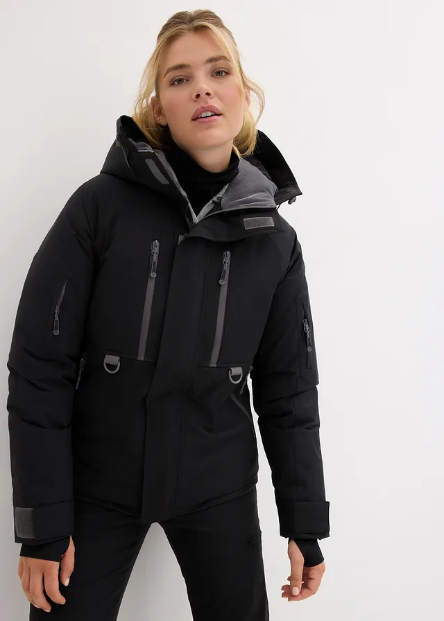 Veste de ski imperméable avec pare-neige, Couleur: noir