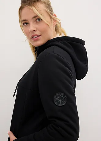 Veste polaire doublée sherpa • noir/beige sable • Boutique bonprix